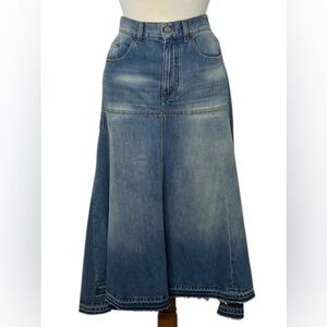 Victoria Beckham Asymmetrical Hem Denim Skirt Sz 6